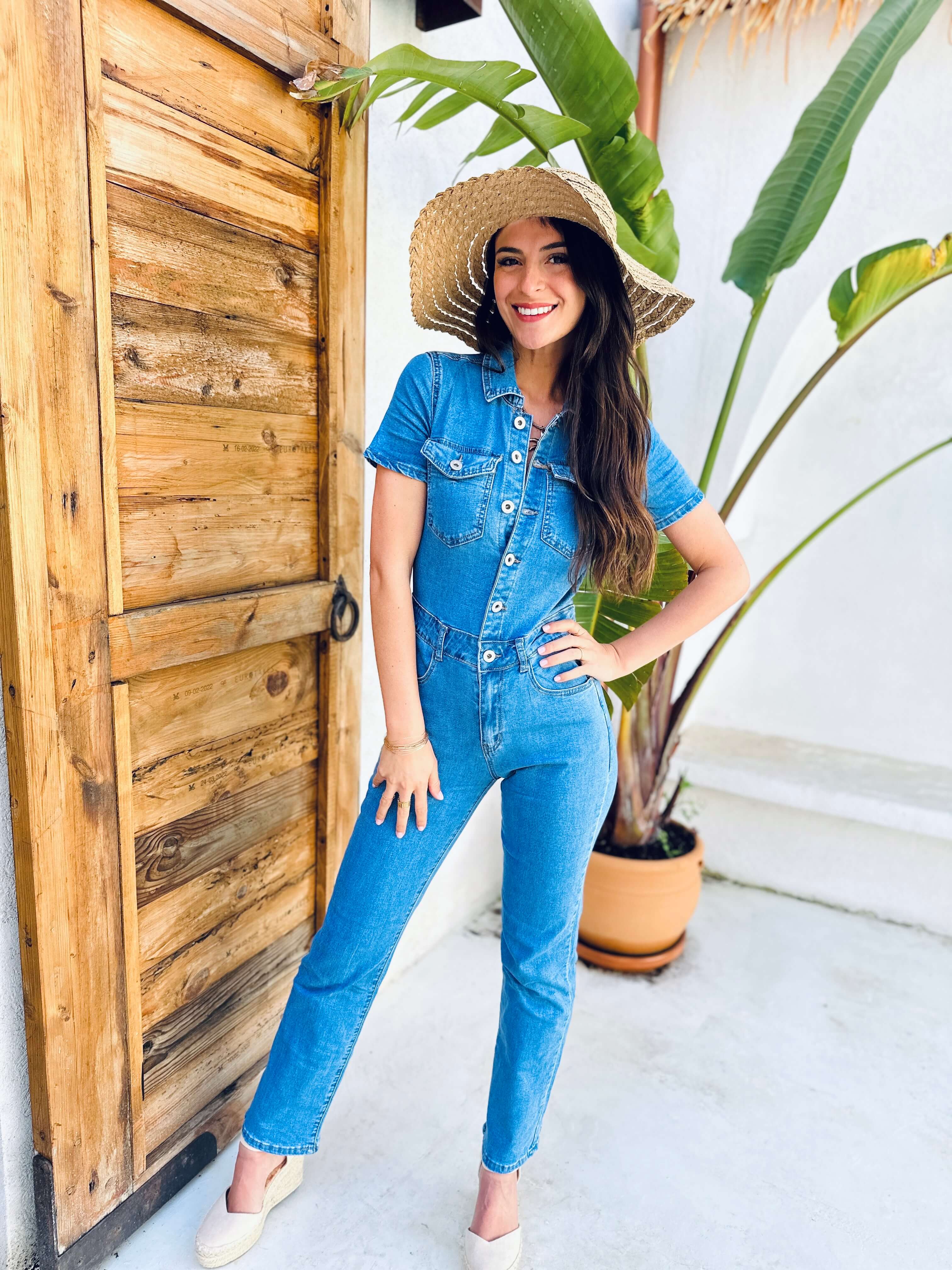 Katharina | Lässiger Denim-Jumpsuit mit Knopfleiste