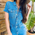 Lässiger Denim-Jumpsuit mit Knopfleiste – Produktansicht 2