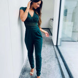 Cecile | Eleganter Spitzen-Jumpsuit mit kurzen Ärmeln