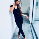 Cecile | Eleganter Spitzen-Jumpsuit mit kurzen Ärmeln