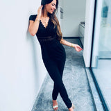 Cecile | Eleganter Spitzen-Jumpsuit mit kurzen Ärmeln