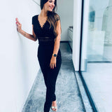 Cecile | Eleganter Spitzen-Jumpsuit mit kurzen Ärmeln