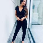 Cecile | Eleganter Spitzen-Jumpsuit mit kurzen Ärmeln