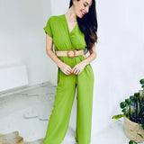 Romane | Fließender Jumpsuit mit Wickelausschnitt und Gürtel