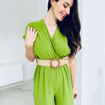 Romane | Fließender Jumpsuit mit Wickelausschnitt und Gürtel