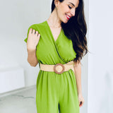 Romane | Fließender Jumpsuit mit Wickelausschnitt und Gürtel