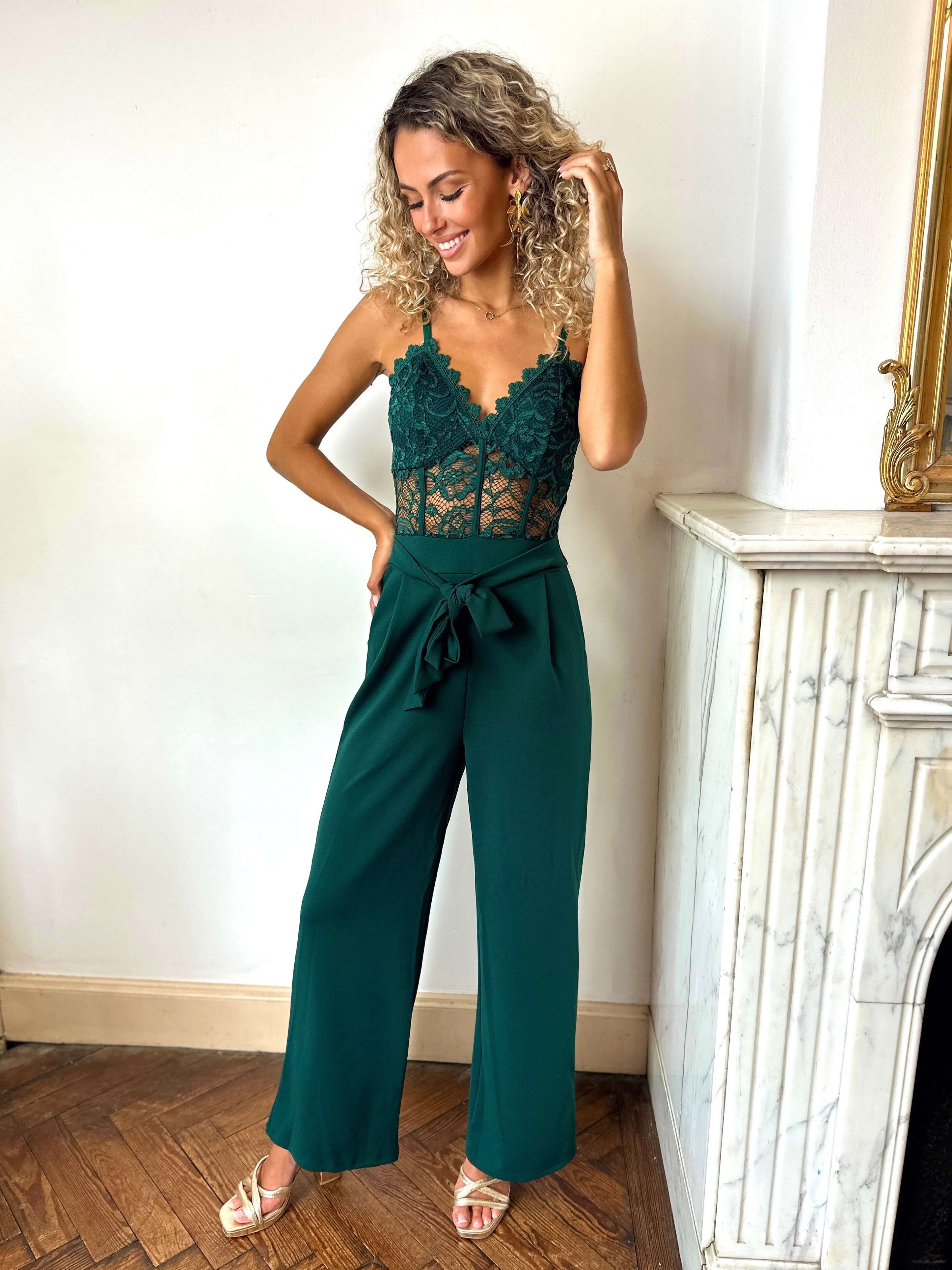 Eleganter Spitzen-Jumpsuit mit weitem Bein – Produktansicht 17