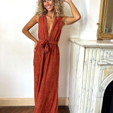 Ylva | Fließender Palazzo-Jumpsuit mit tiefem V-Ausschnitt