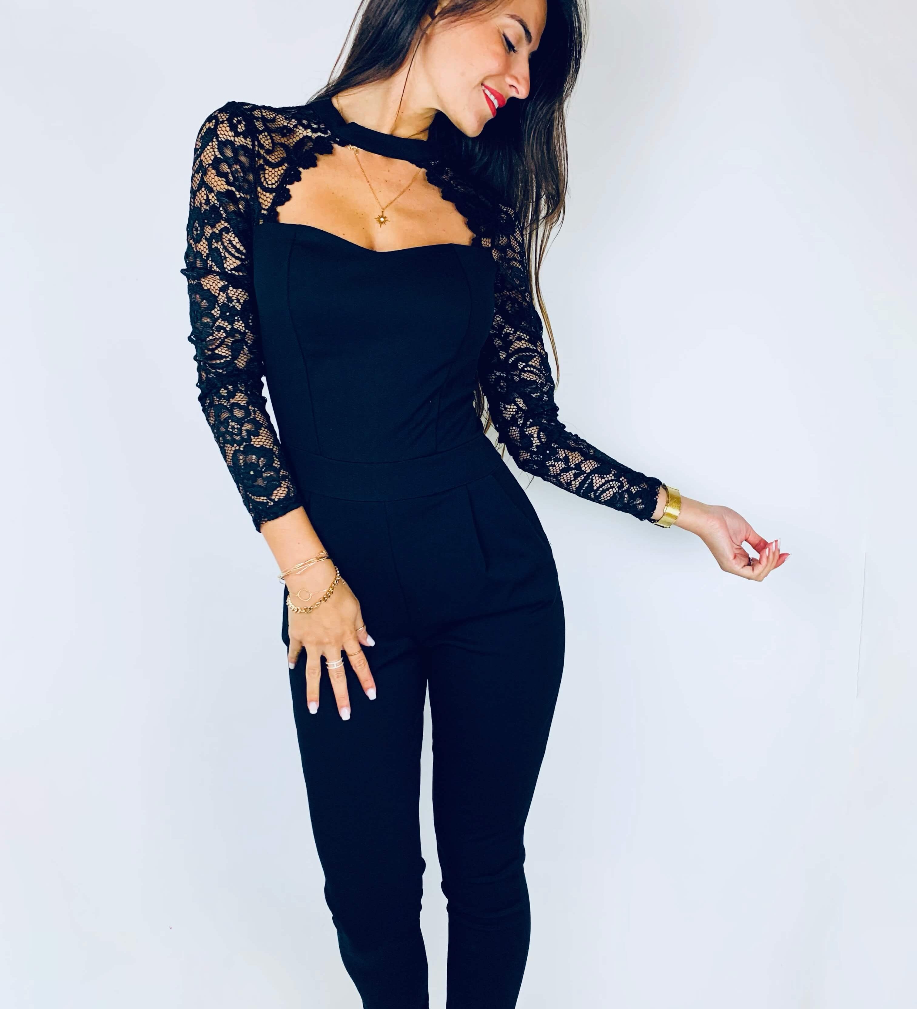 Marisa | Eleganter Jumpsuit mit langen Spitzenärmeln