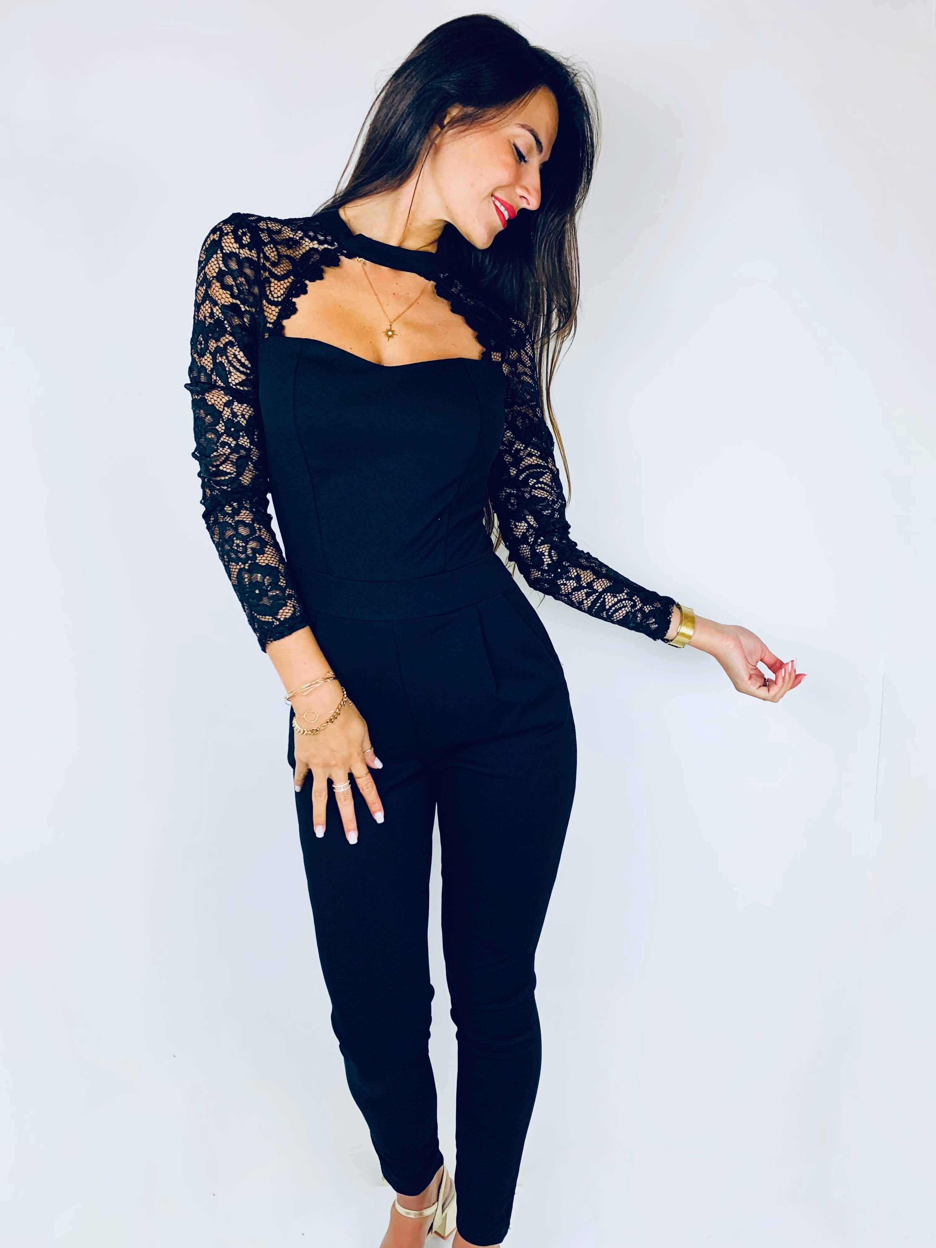 Marisa | Eleganter Jumpsuit mit langen Spitzenärmeln