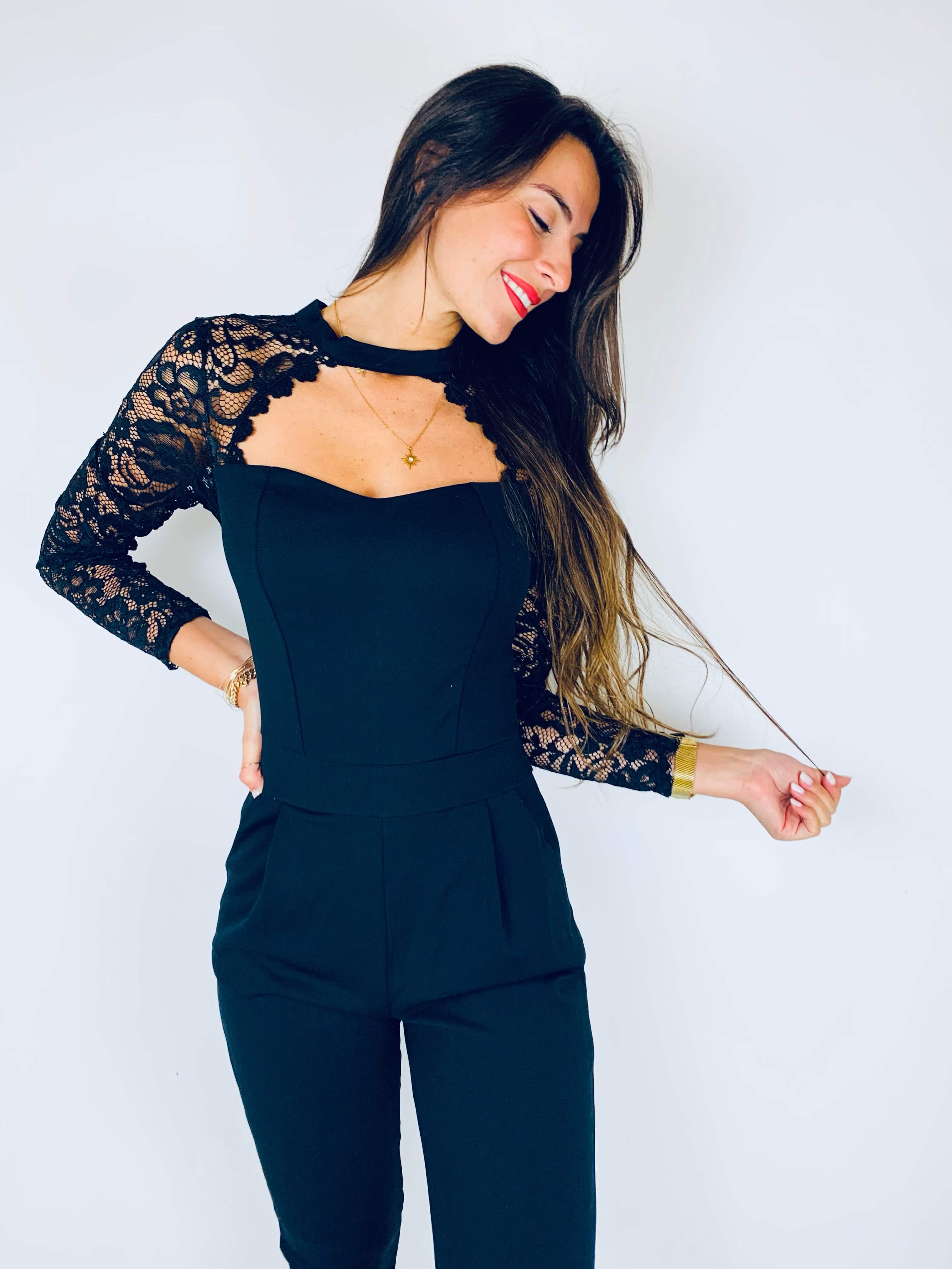 Marisa | Eleganter Jumpsuit mit langen Spitzenärmeln
