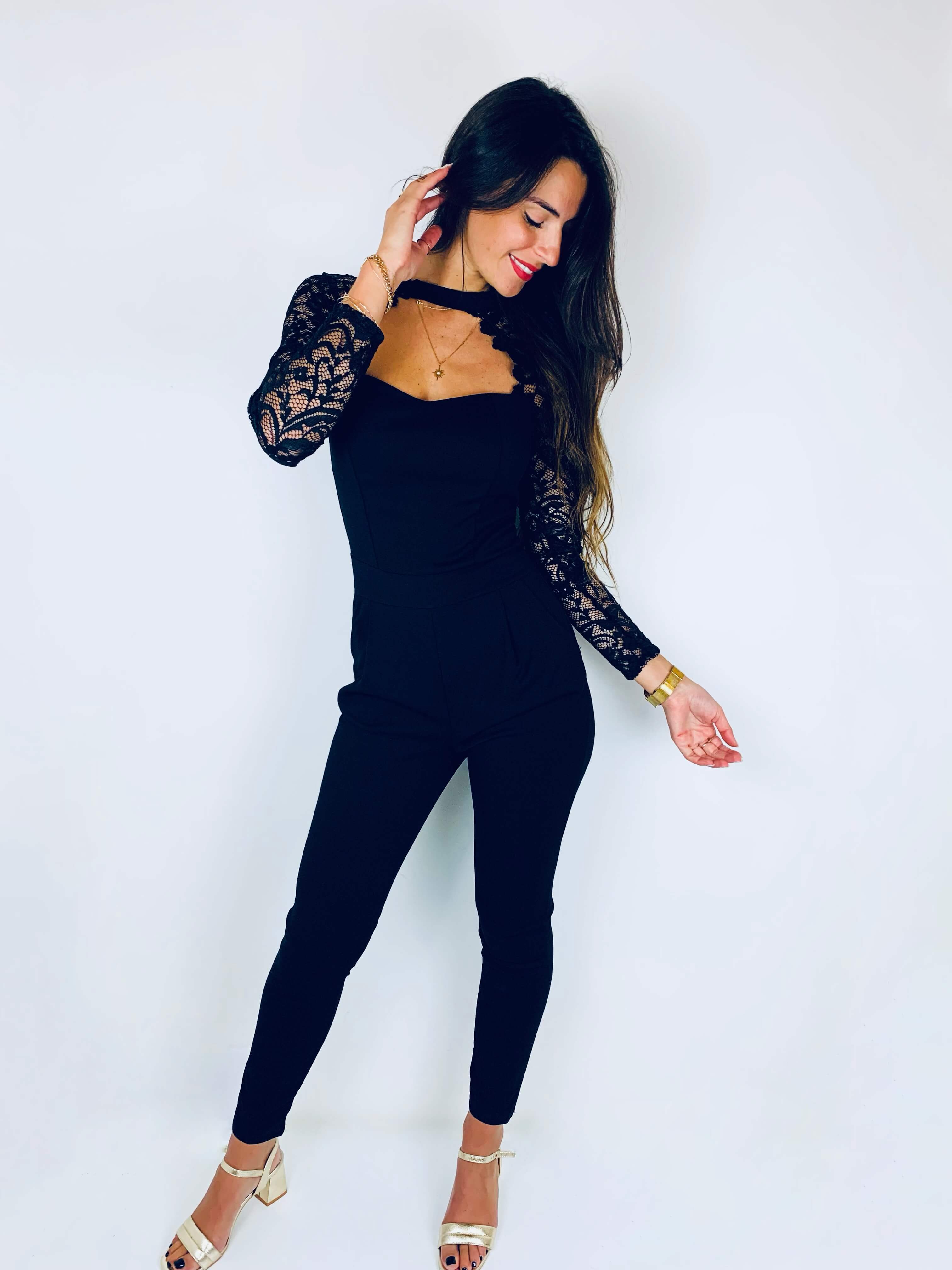 Marisa | Eleganter Jumpsuit mit langen Spitzenärmeln