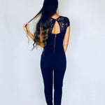 Cecile | Eleganter Spitzen-Jumpsuit mit kurzen Ärmeln