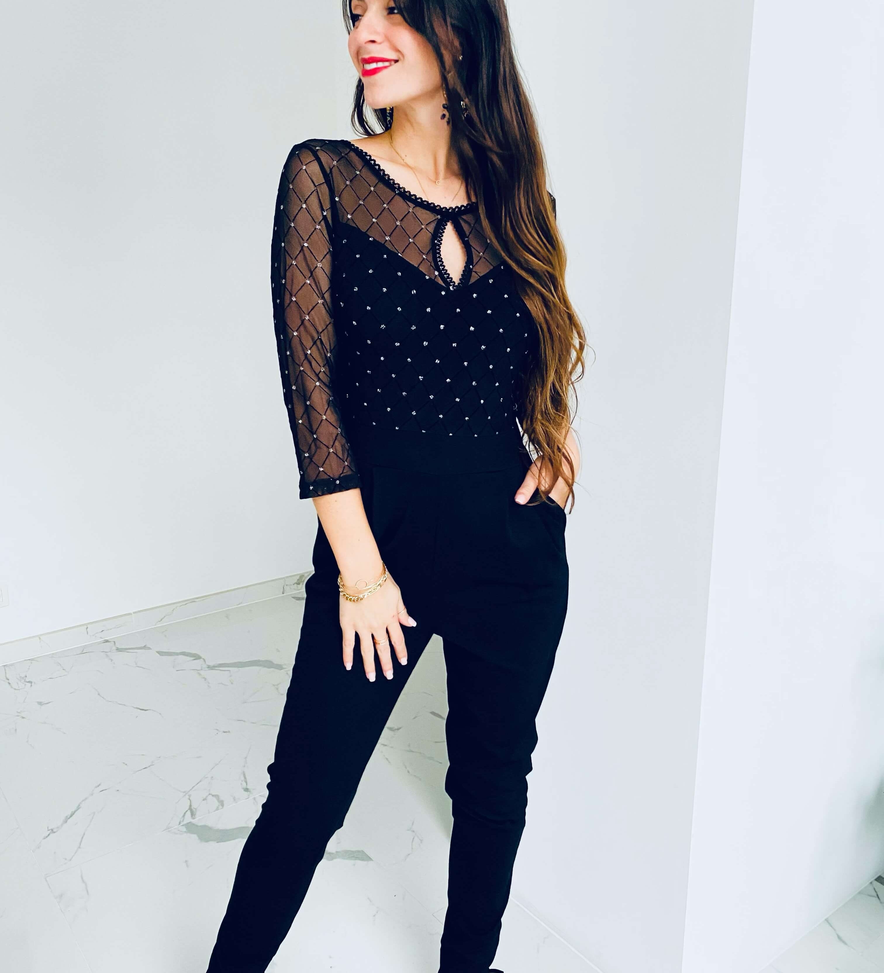 Eleganter Jumpsuit mit transparenten Ärmeln – Produktansicht 2