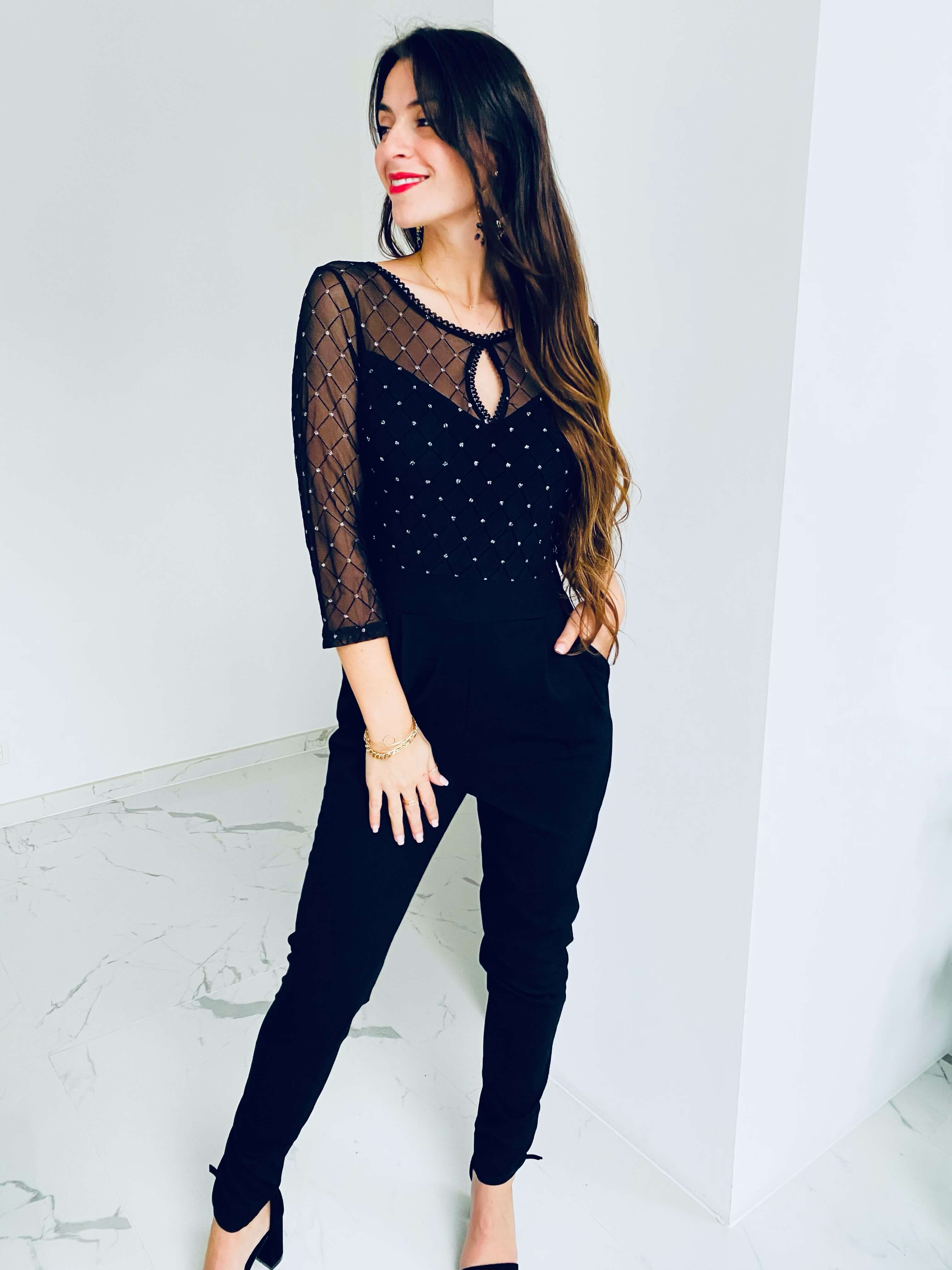 Eleganter Jumpsuit mit transparenten Ärmeln – Produktansicht 2