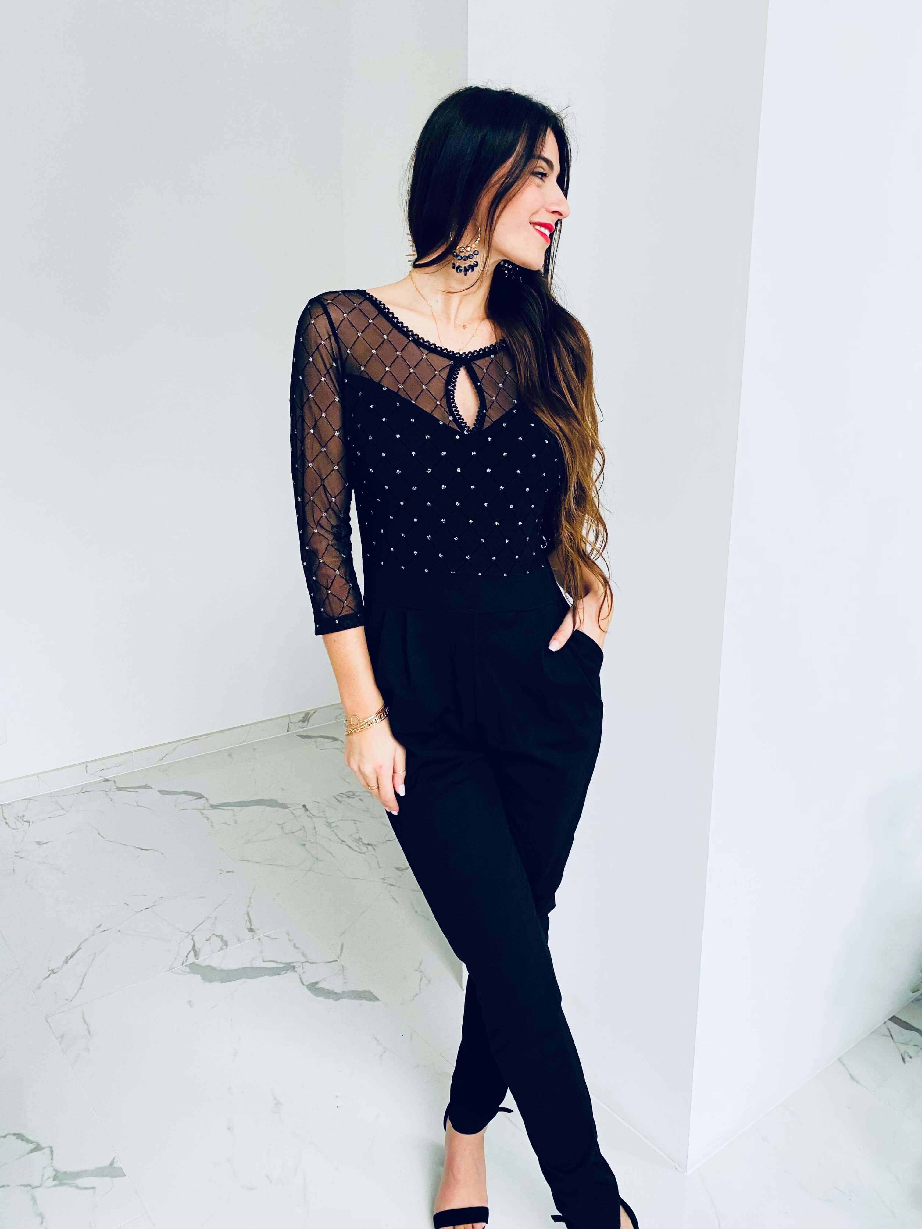 Eleganter Jumpsuit mit transparenten Ärmeln – Produktansicht 4