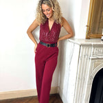Eleganter Jumpsuit mit Pailletten und Gürtel – Produktansicht 3