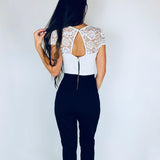 Cecile | Eleganter Spitzen-Jumpsuit mit kurzen Ärmeln