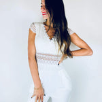 Cecile | Eleganter Spitzen-Jumpsuit mit kurzen Ärmeln