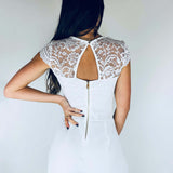 Cecile | Eleganter Spitzen-Jumpsuit mit kurzen Ärmeln