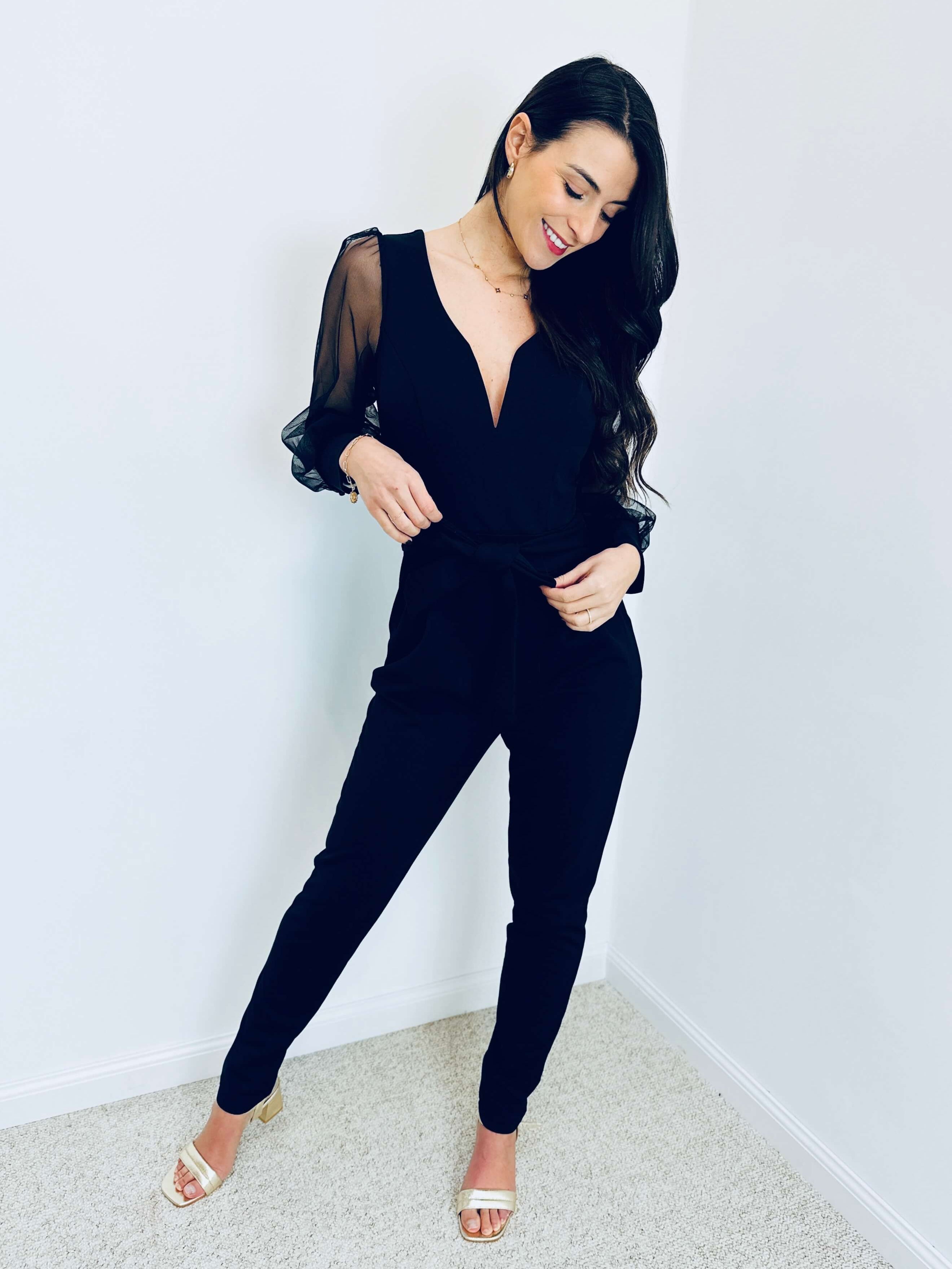 Eleganter Jumpsuit mit transparenten Ballonärmeln – Produktansicht 3