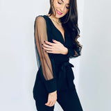 Eleganter Jumpsuit mit transparenten Ballonärmeln – Produktansicht 6