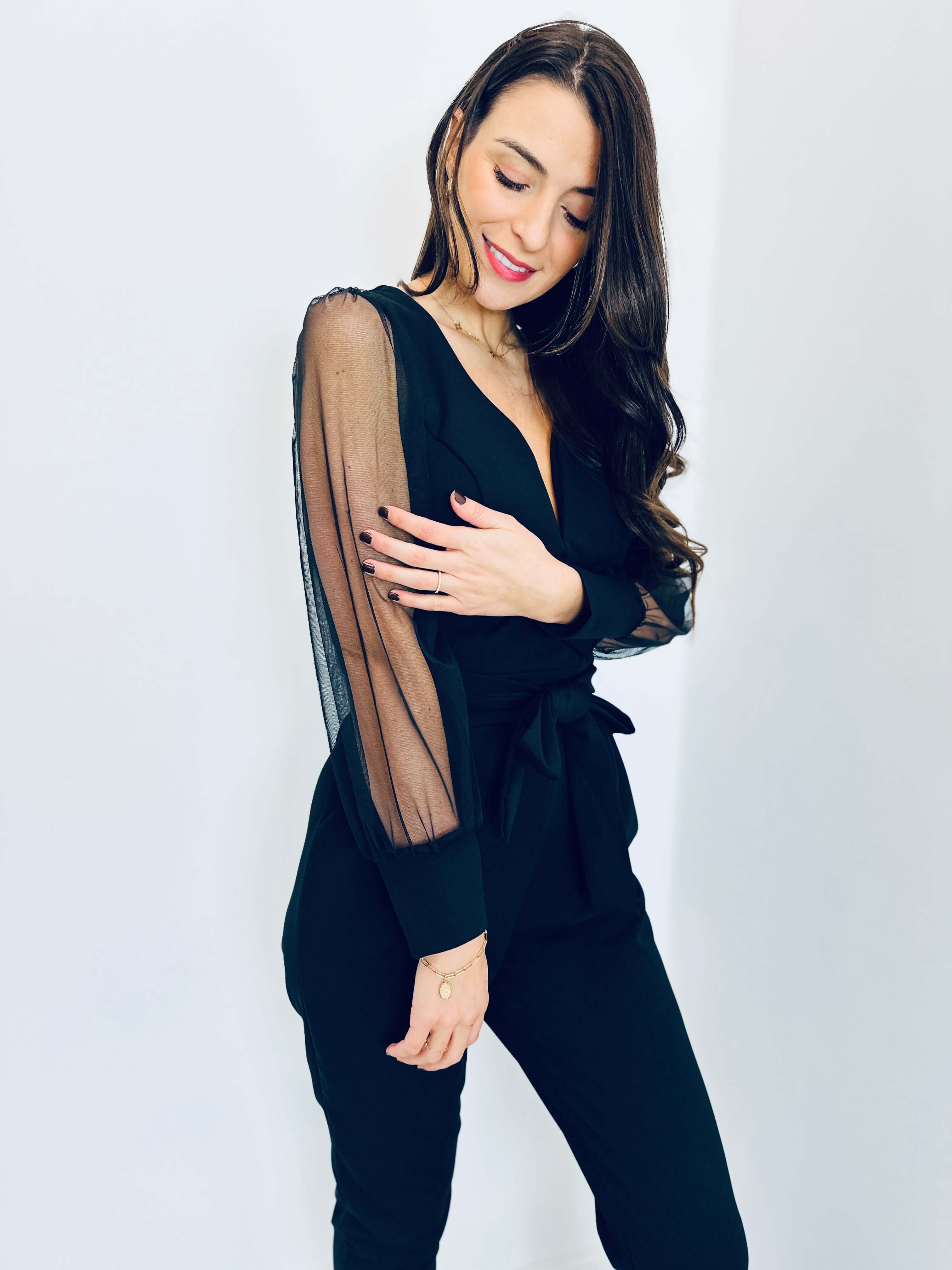 Eleganter Jumpsuit mit transparenten Ballonärmeln – Produktansicht 6
