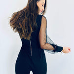 Eleganter Jumpsuit mit transparenten Ballonärmeln – Produktansicht 4