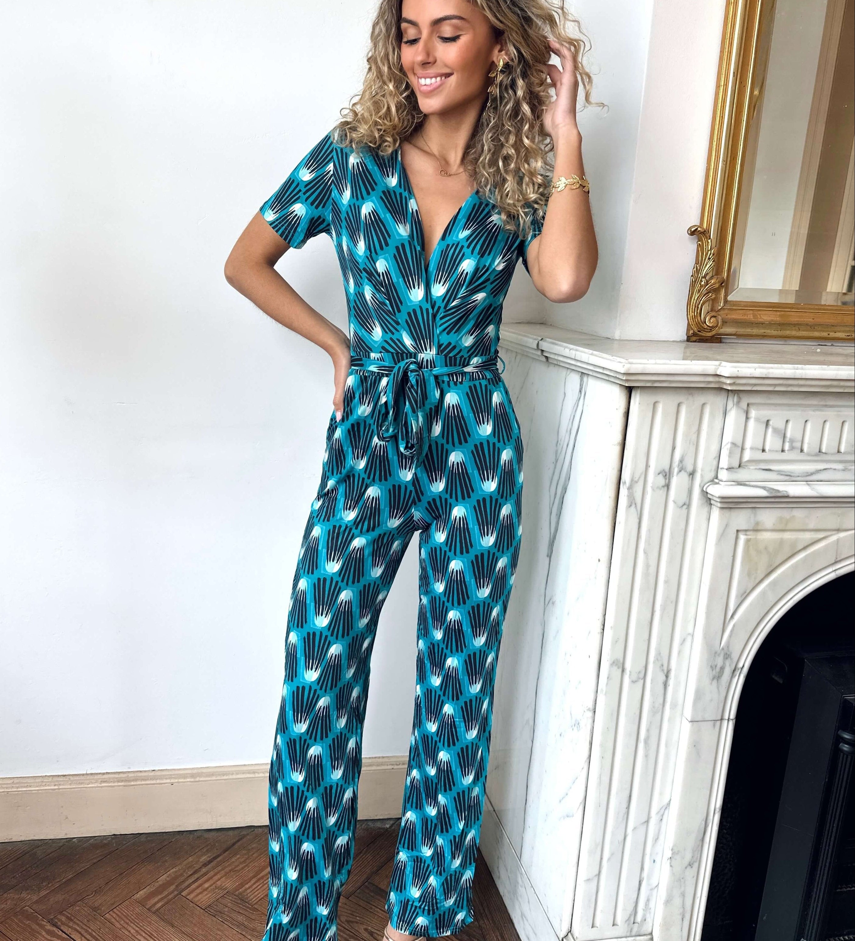 Tuva | Bedruckter Jumpsuit mit Wickelausschnitt