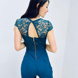 Cecile | Eleganter Spitzen-Jumpsuit mit kurzen Ärmeln