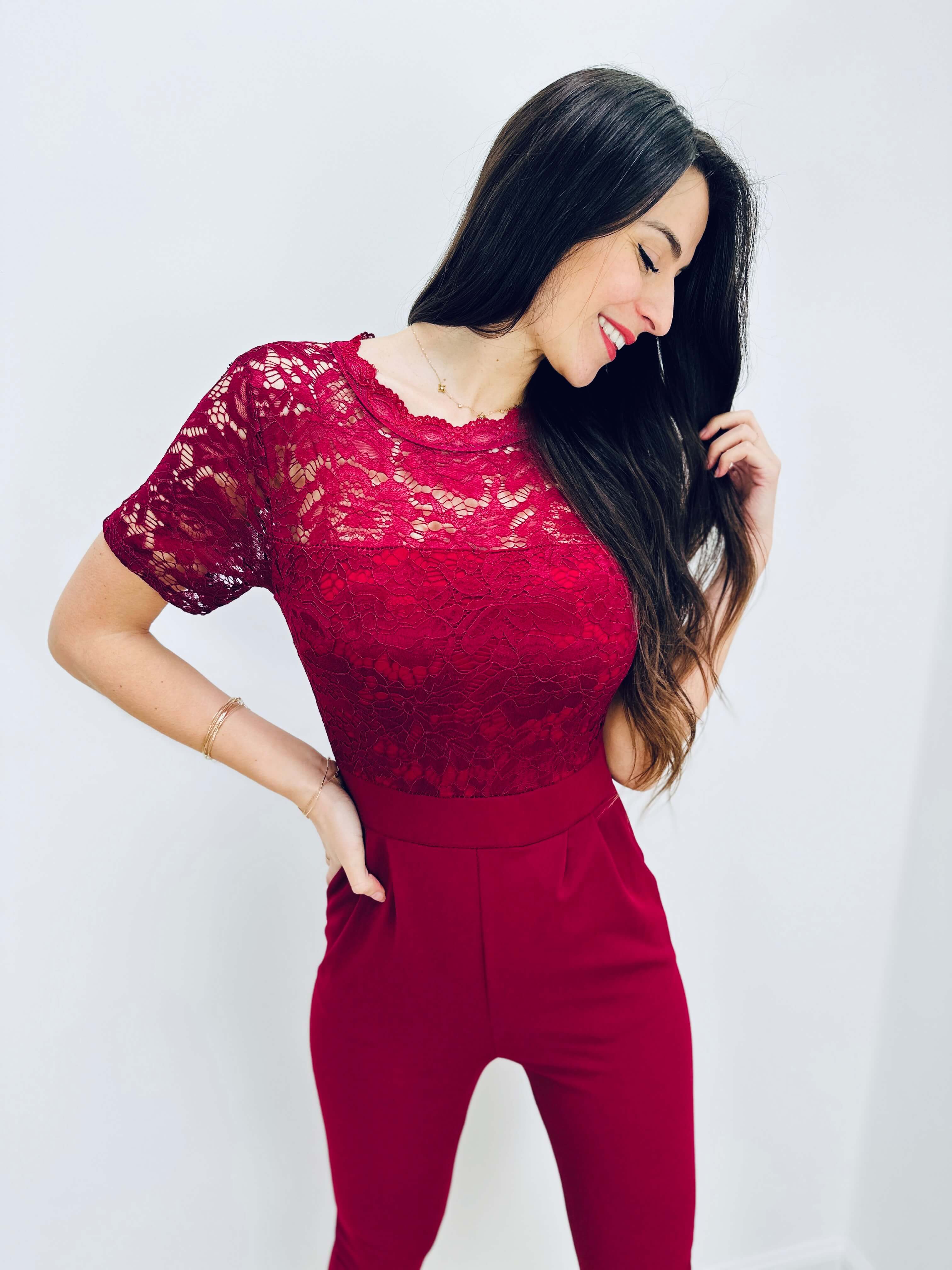 Jolanda | Eleganter Spitzen-Jumpsuit mit offenem Rücken