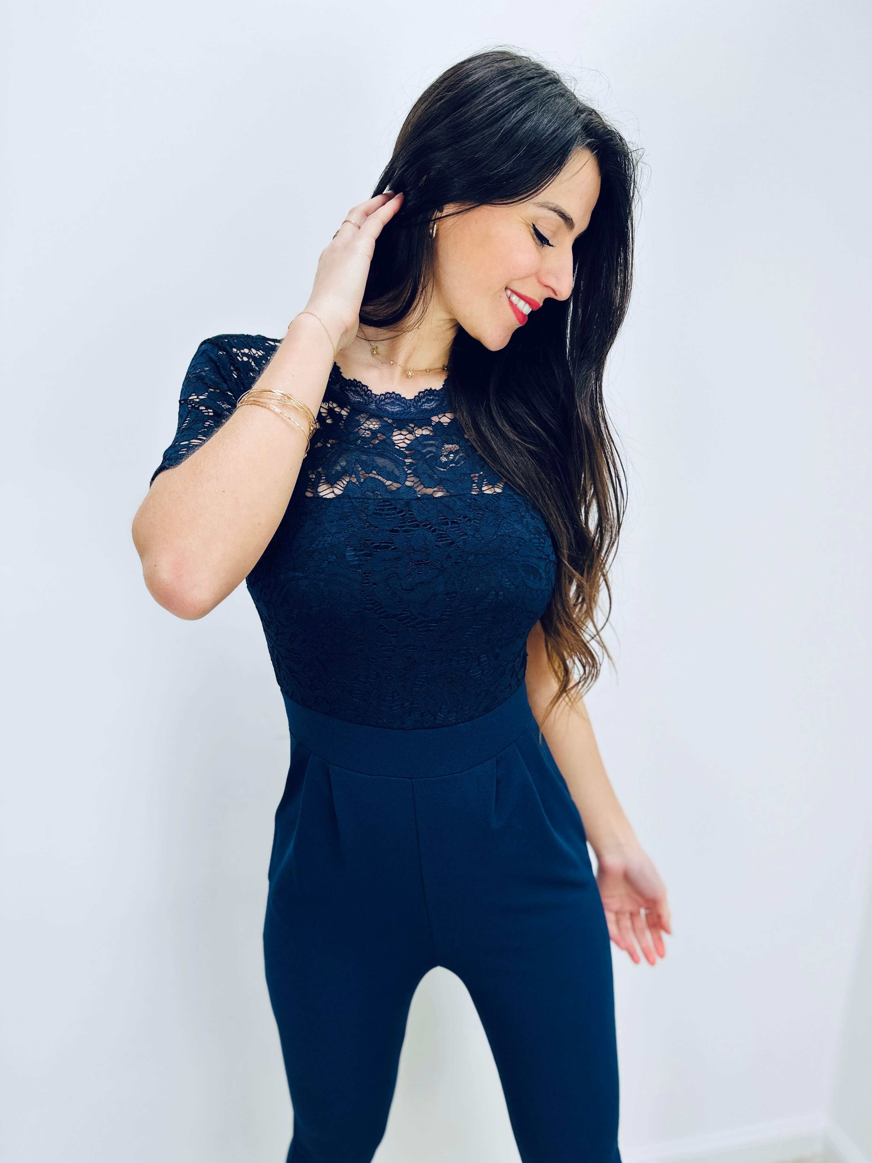 Jolanda | Eleganter Spitzen-Jumpsuit mit offenem Rücken