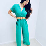 Romane | Fließender Jumpsuit mit Wickelausschnitt und Gürtel