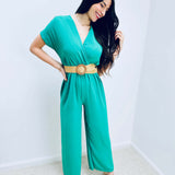 Romane | Fließender Jumpsuit mit Wickelausschnitt und Gürtel