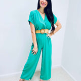 Romane | Fließender Jumpsuit mit Wickelausschnitt und Gürtel