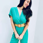 Romane | Fließender Jumpsuit mit Wickelausschnitt und Gürtel