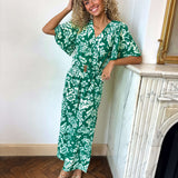 Melina | Bedruckter Jumpsuit mit Wickelausschnitt und weitem Bein