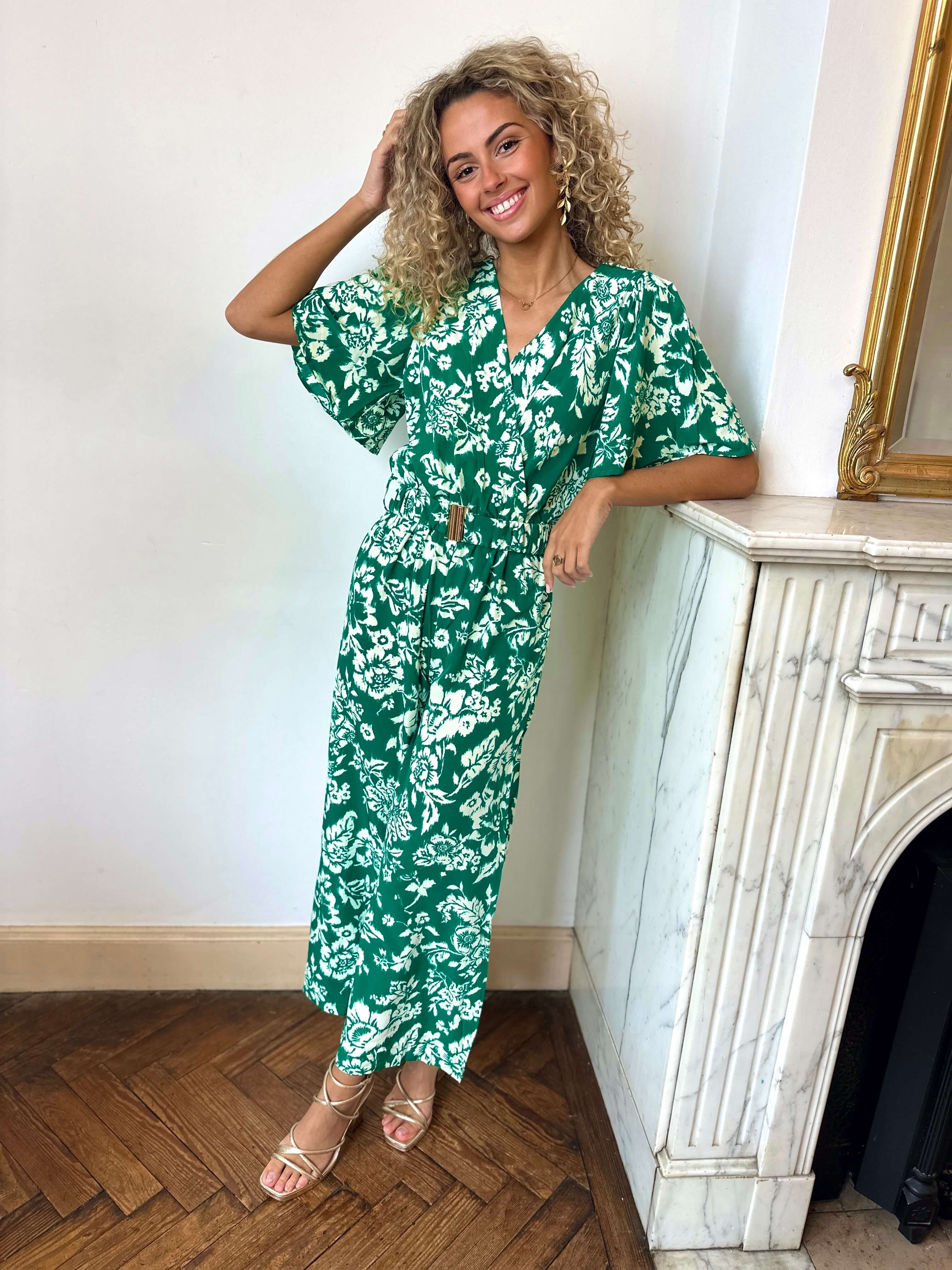 Melina | Bedruckter Jumpsuit mit Wickelausschnitt und weitem Bein