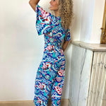 Bedruckter Jumpsuit mit Reverskragen und weitem Bein – Produktansicht 3
