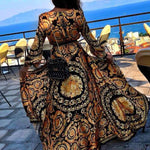 Bequemes Boho-Kleid mit buntem Druck mit Bindegürtel – Produktansicht 6