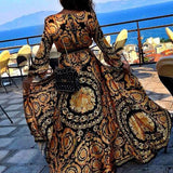 Bequemes Boho-Kleid mit buntem Druck mit Bindegürtel – Produktansicht 6