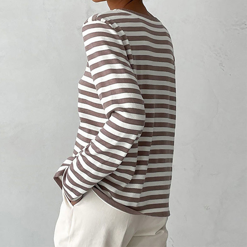 Gestreiftes Strick-Sweatshirt mit langen Ärmeln – Produktansicht 10