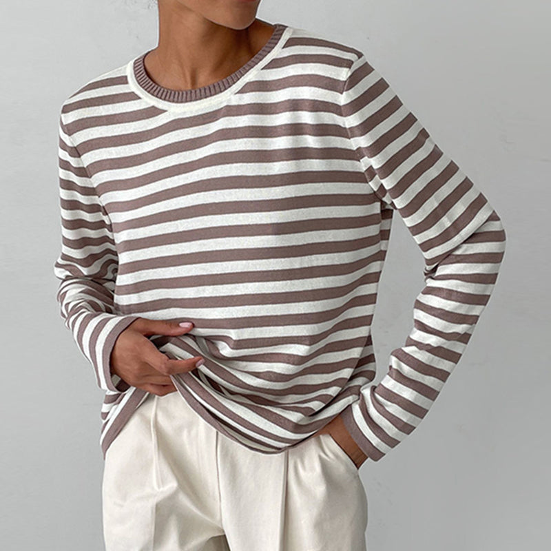 Gestreiftes Strick-Sweatshirt mit langen Ärmeln – Produktansicht 7