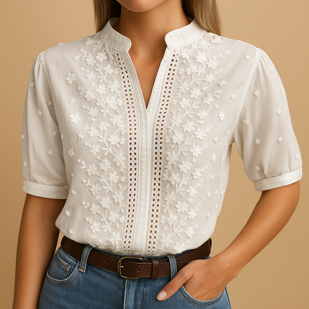 Bestickte Bluse mit klassischem Kragen – Produktansicht 3