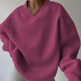 Unifarbener Pullover mit Rundhalsausschnitt – Produktansicht 14