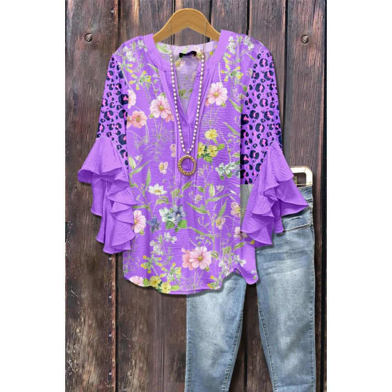 Bluse mit Volantärmeln und V-Ausschnitt – Produktansicht 2