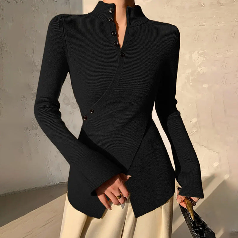 Pullover in Wickeloptik mit Stehkragen – Produktansicht 2