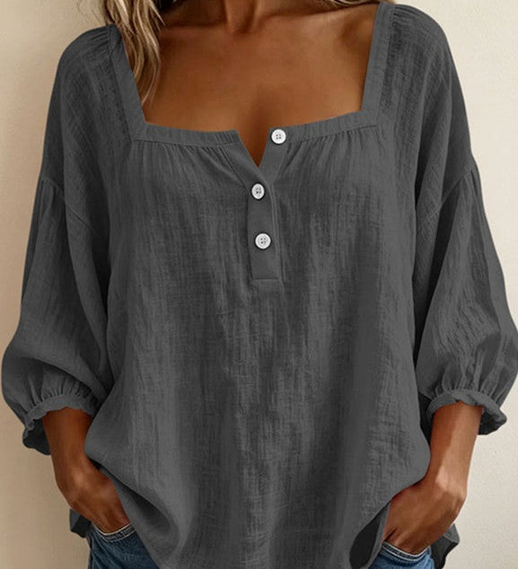 Bluse mit quadratischem Ausschnitt und 3/4-Ärmeln – Produktansicht 7