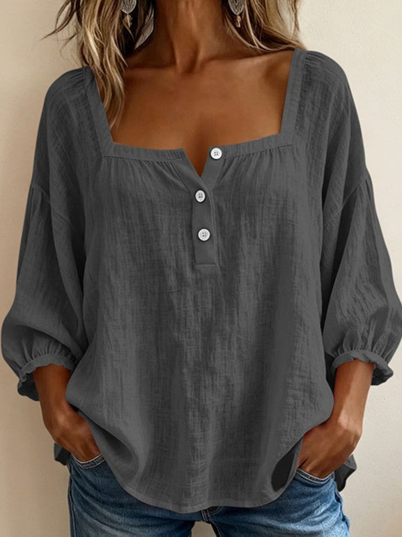 Bluse mit quadratischem Ausschnitt und 3/4-Ärmeln – Produktansicht 7