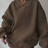 Unifarbener Pullover mit Rundhalsausschnitt – Produktansicht 8